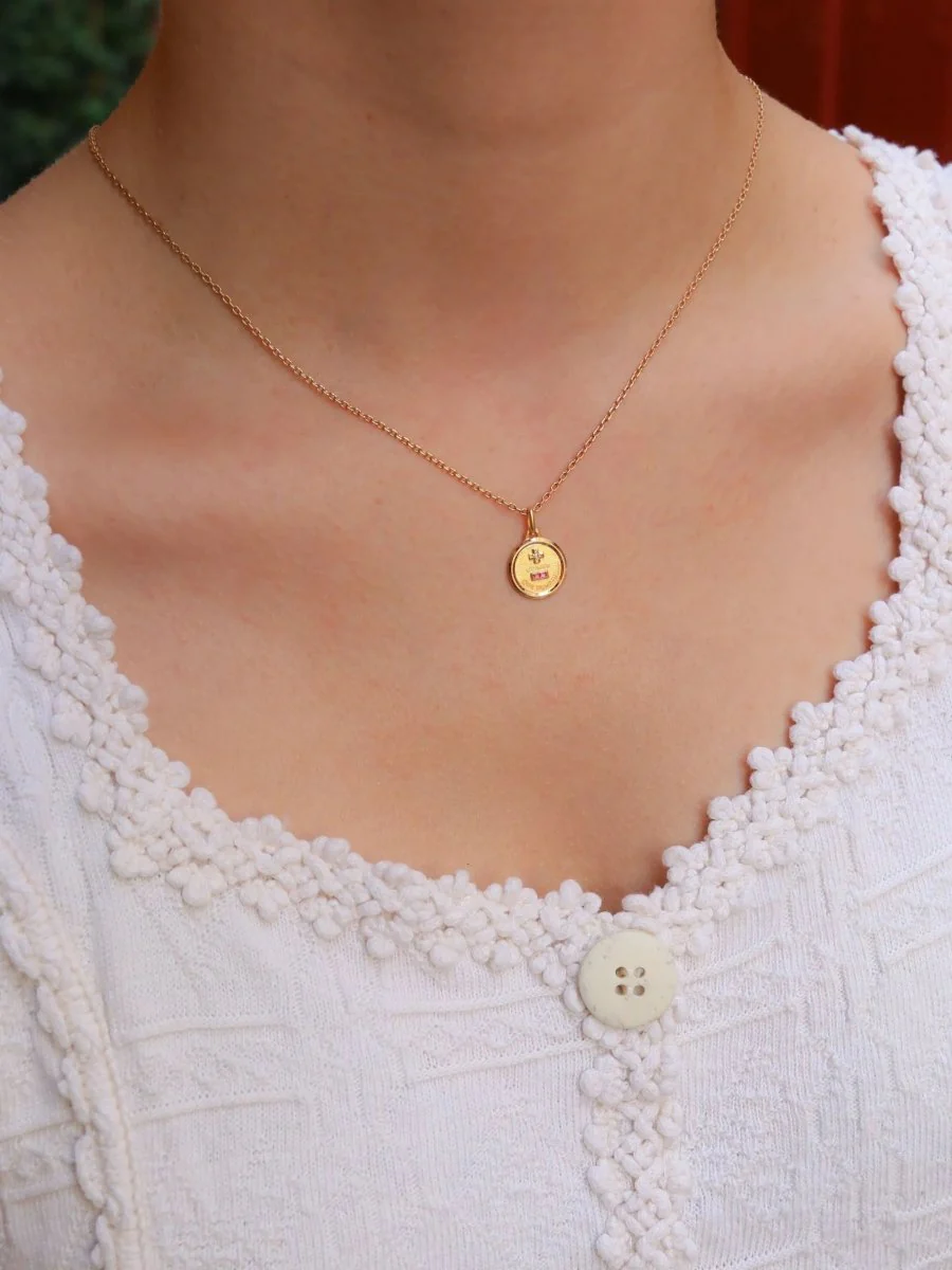 Mini Love Medal Augis More than yesterday less than tomorrow yellow gold diamond ruby - Image 6