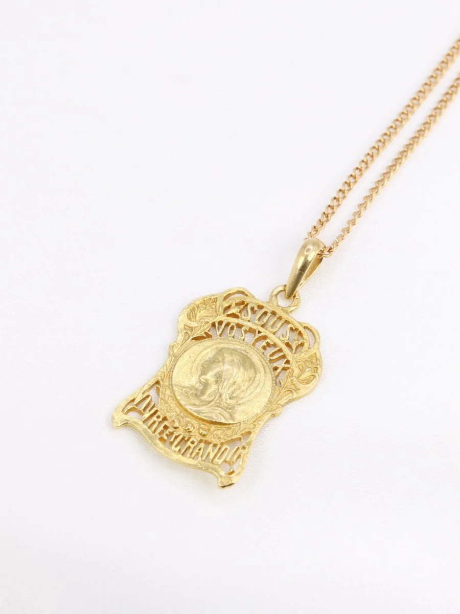 Medal to the Virgin Mary in yellow gold, "Before your eyes, live and grow" - Image 3