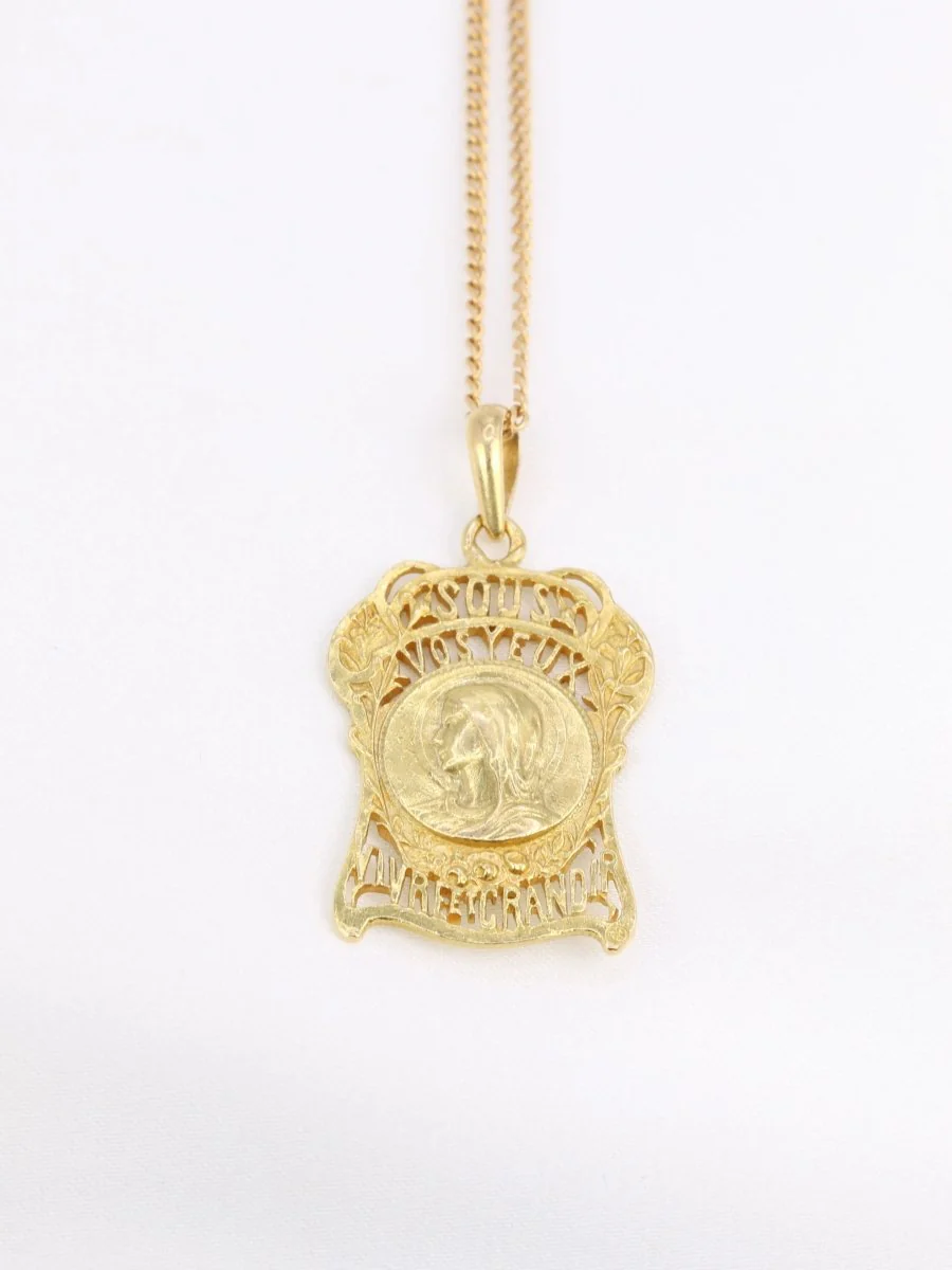 Medal to the Virgin Mary in yellow gold, "Before your eyes, live and grow" - Image 4