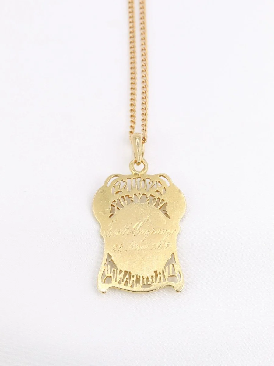 Medal to the Virgin Mary in yellow gold, "Before your eyes, live and grow" - Image 5