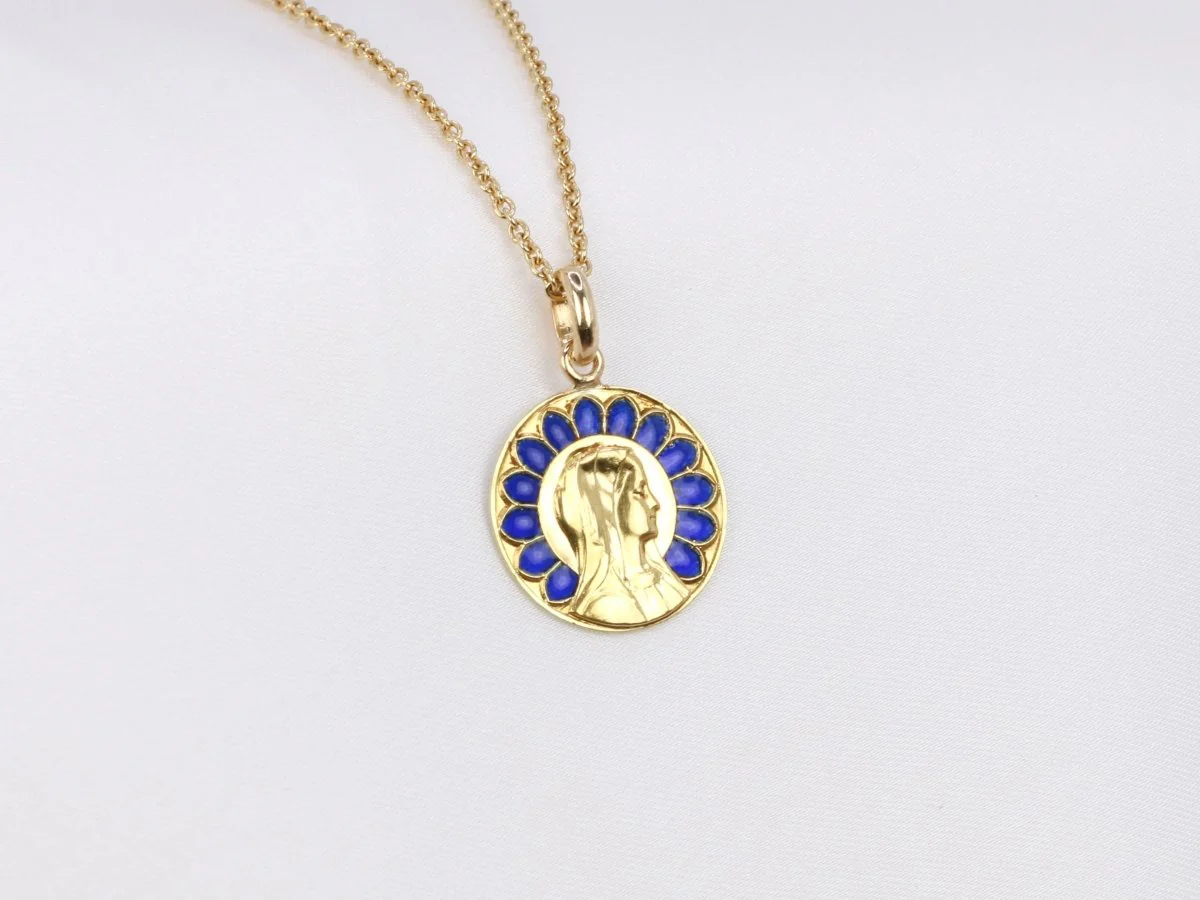 Art Nouveau Fréderic de Vernon medal in gold and blue plique-à-jour enamel - Image 3