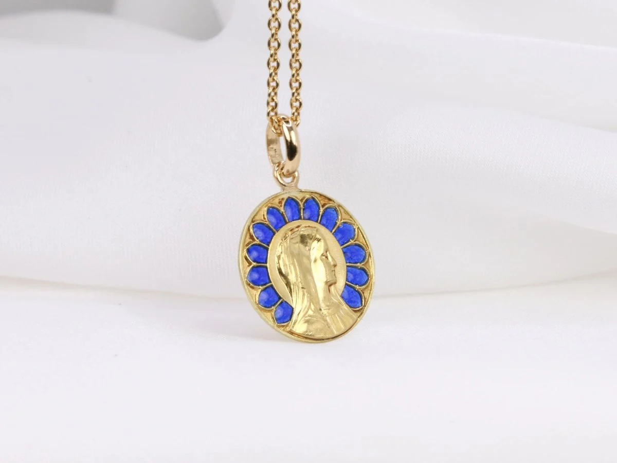 Art Nouveau Fréderic de Vernon medal in gold and blue plique-à-jour enamel - Image 6