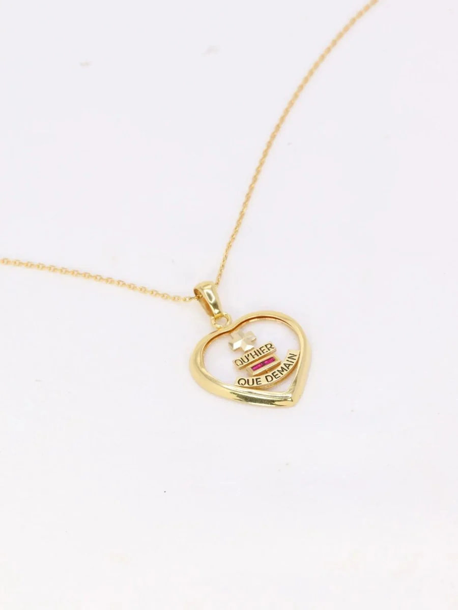Augis heart love medal in glass and gold, More than yesterday, less than tomorrow, ca 1980 - Image 3
