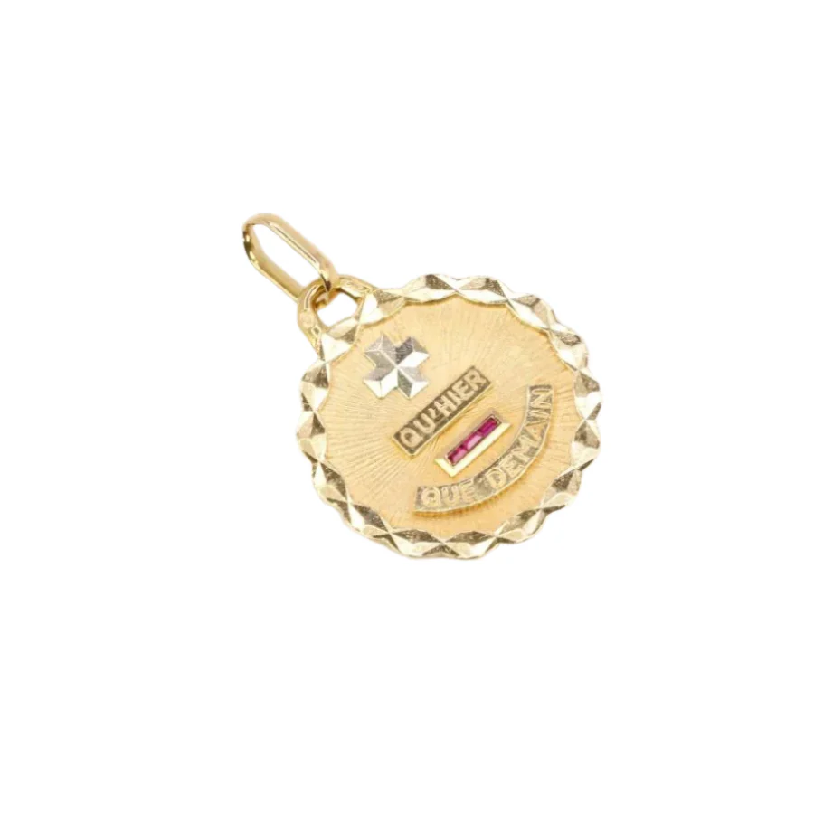 Augis Love Medal Round More than yesterday less than tomorrow yellow gold ruby - Image 3