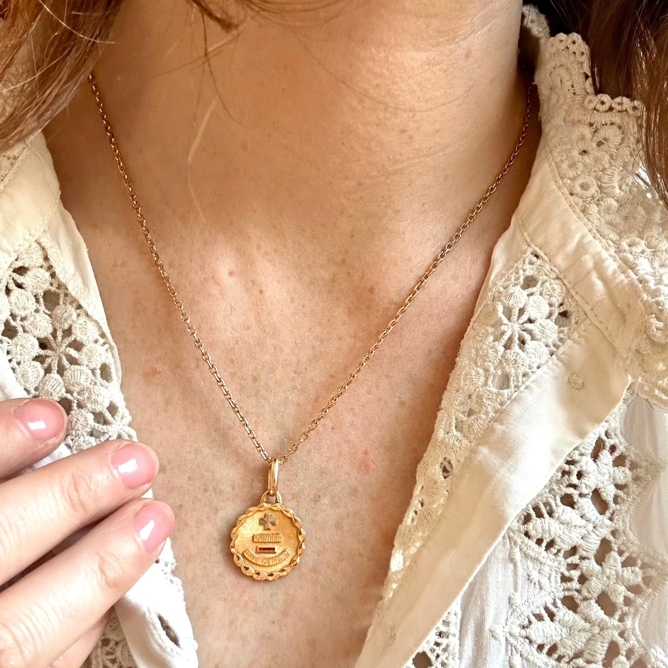 AUGIS gold and ruby love medal pendant - Image 3