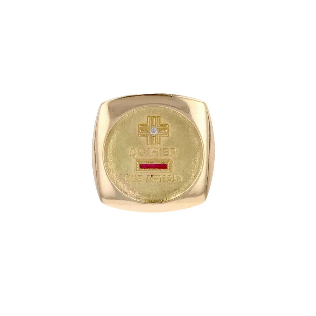 AUGIS medal in yellow gold, ruby and diamond