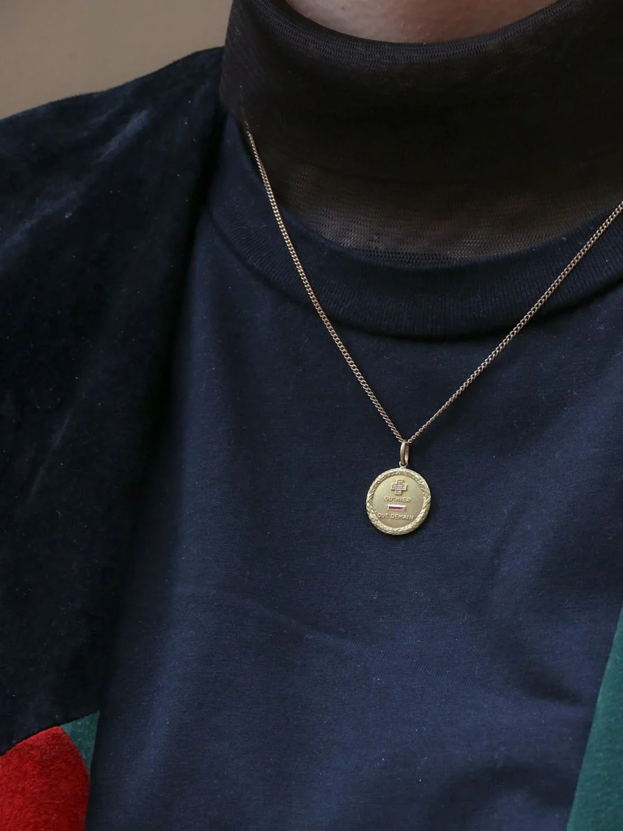Augis Medal Round Laurel Wreath More Than Yesterday Less Than Tomorrow Yellow Gold Diamond Ruby - Image 6