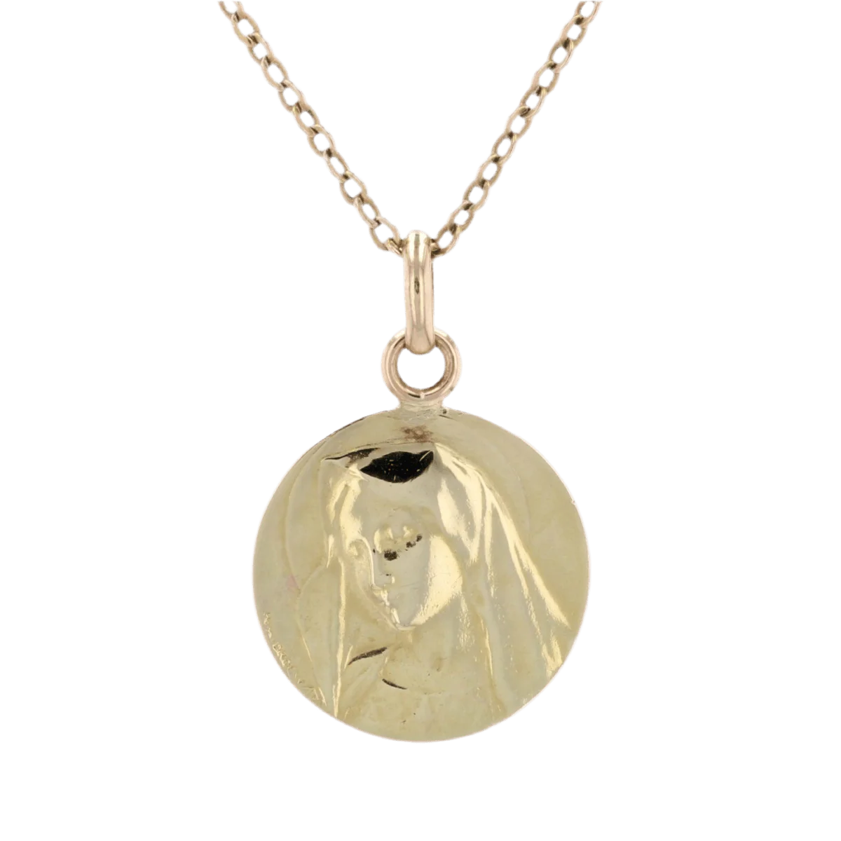 Madonna medal yellow gold signed Henri Dropsy - Image 4