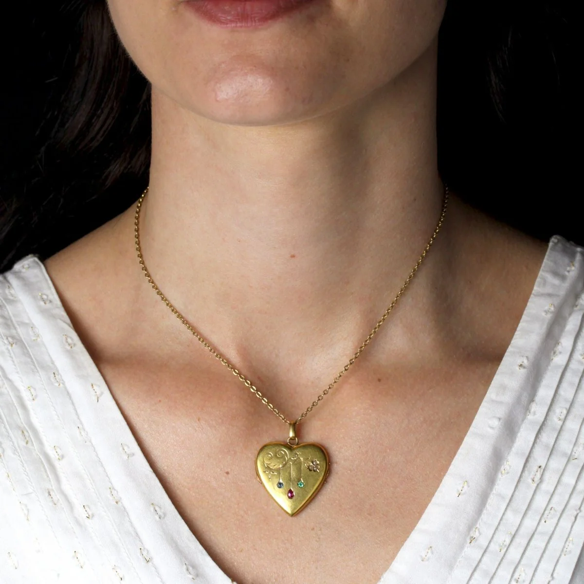 Pendant in yellow gold, pearls, sapphire, ruby and emerald - Image 2