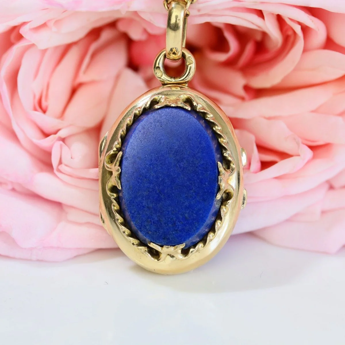 Antique pendant in yellow gold and lapis lazuli - Image 3