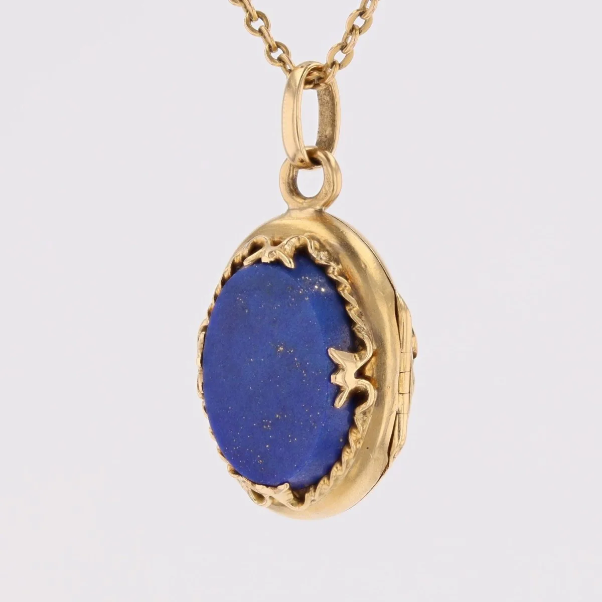 Antique pendant in yellow gold and lapis lazuli - Image 4