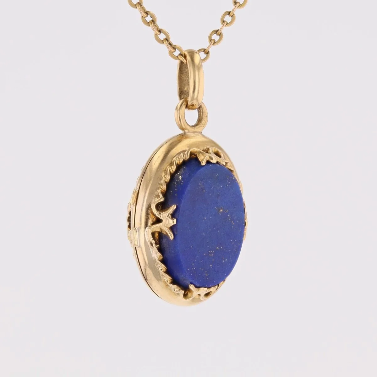 Antique pendant in yellow gold and lapis lazuli - Image 5
