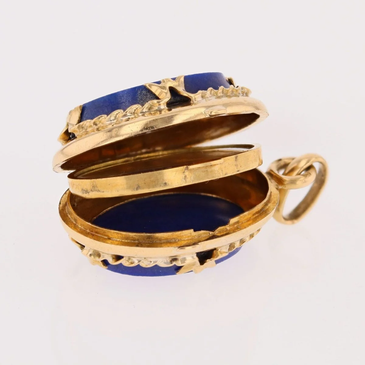 Antique pendant in yellow gold and lapis lazuli - Image 8