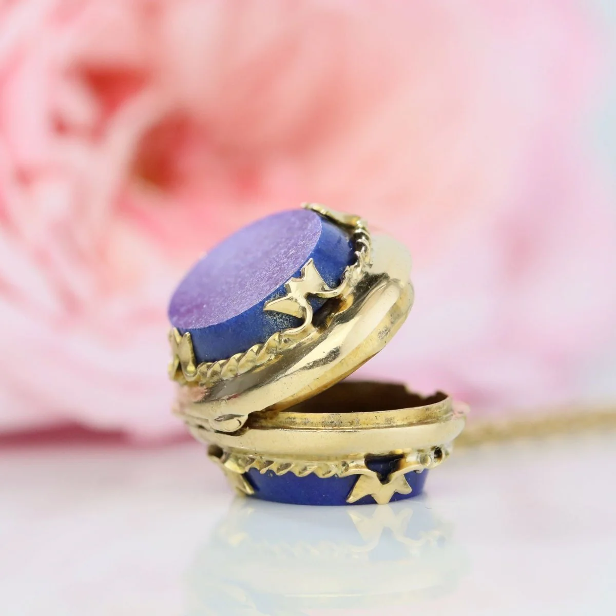 Antique pendant in yellow gold and lapis lazuli - Image 9