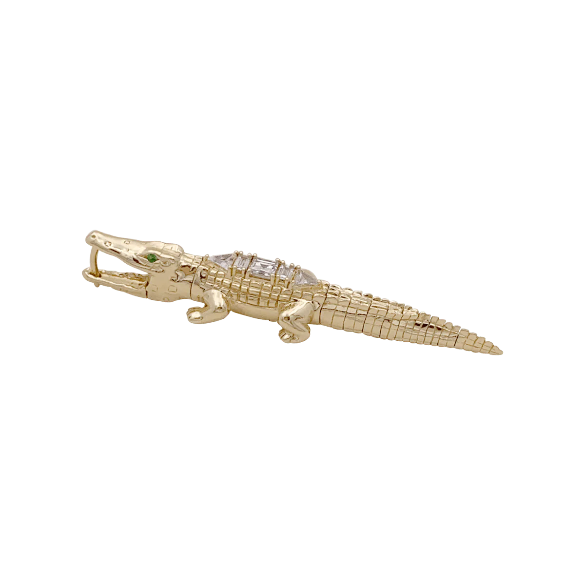 Mono earring BIBI VAN DER VELDEN "Alligator" in stainless steel yellow gold and diamonds