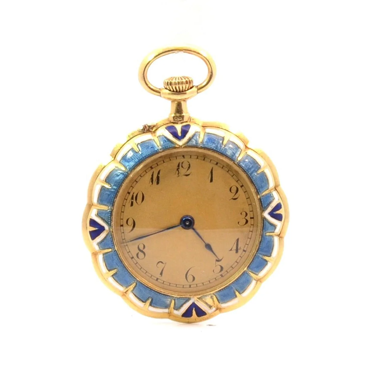 Watch with gold gusset, paltinium, enamel and diamonds