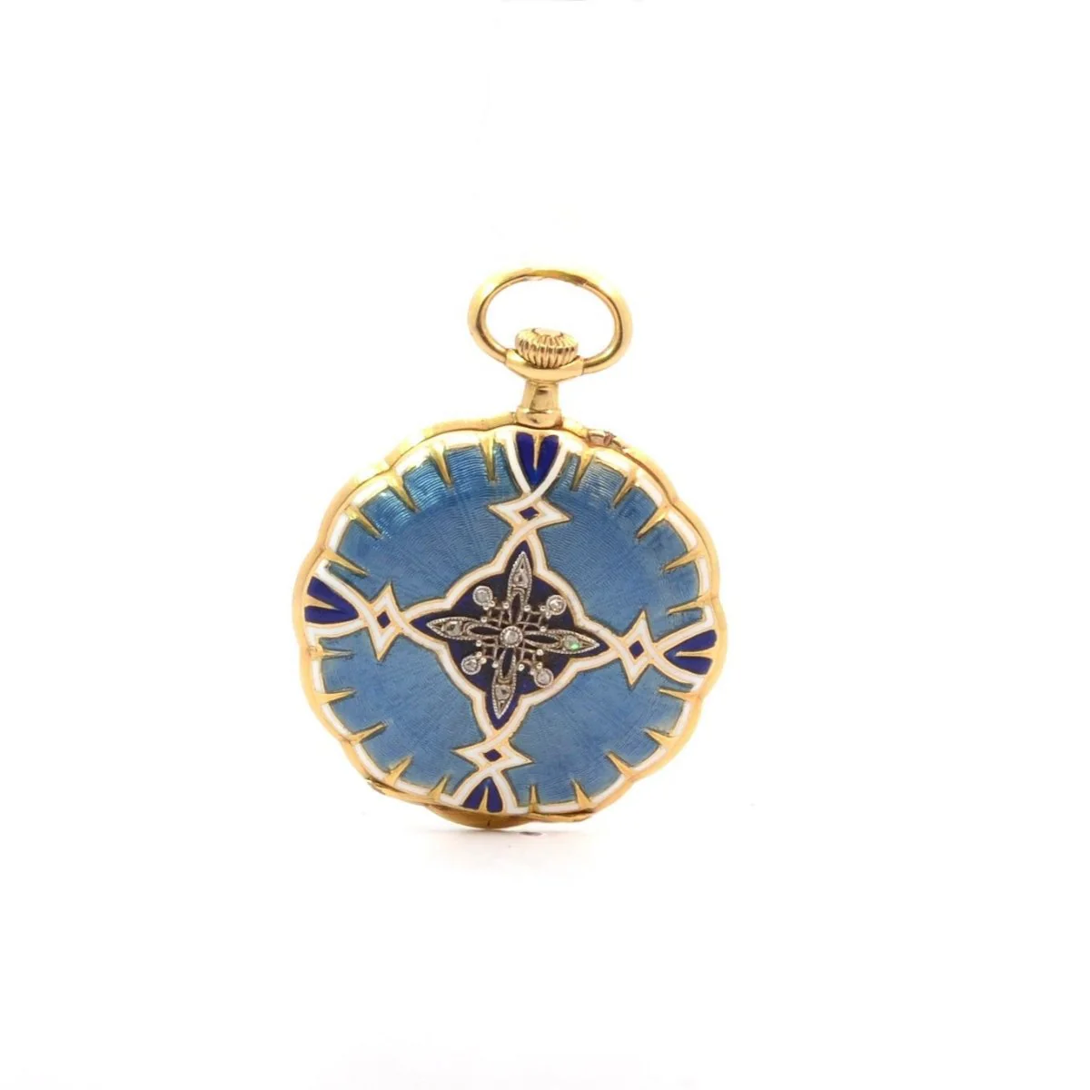 Watch with gold gusset, paltinium, enamel and diamonds - Image 3