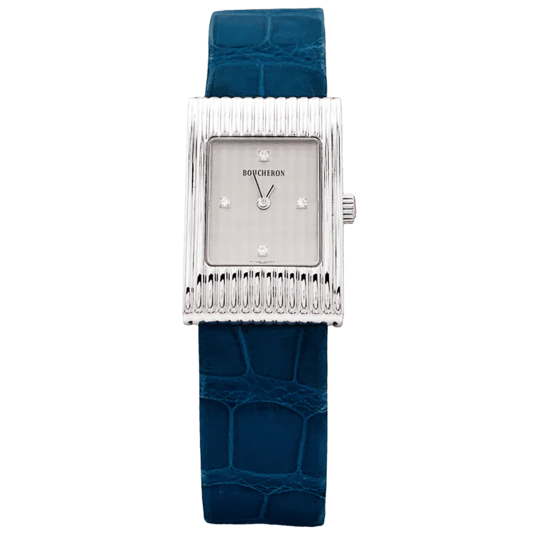 BOUCHERON “Reflet” watch in steel and leather