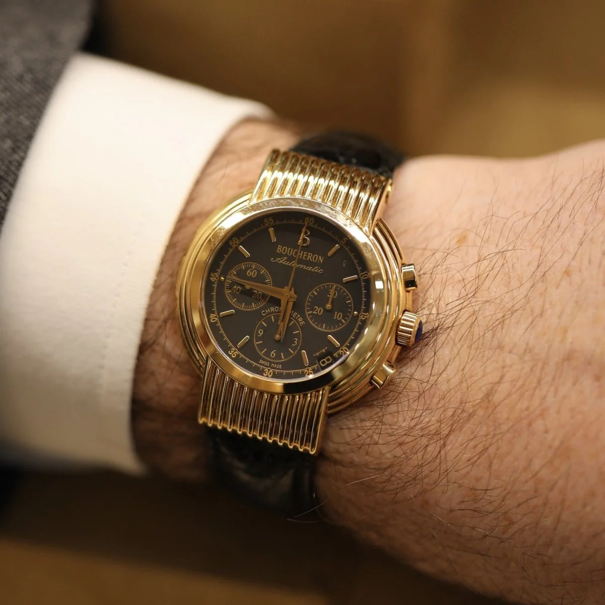 Watch BOUCHERON "Solis" in yellow gold and leather - Image 2