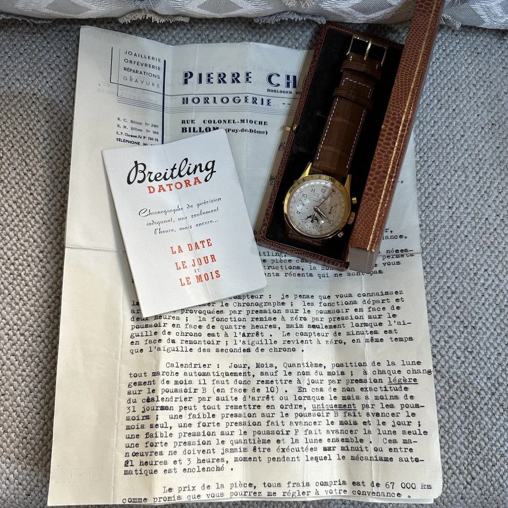 Watch Breitling Datora mechanical of 1958 in laminate. 38 mm. ref : 804. First hand, original box, papers and invoice. - Image 7