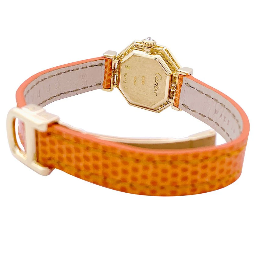CARTIER “Andine” Mechanical Watch in yellow gold, pink gold, leather and diamonds - Image 3