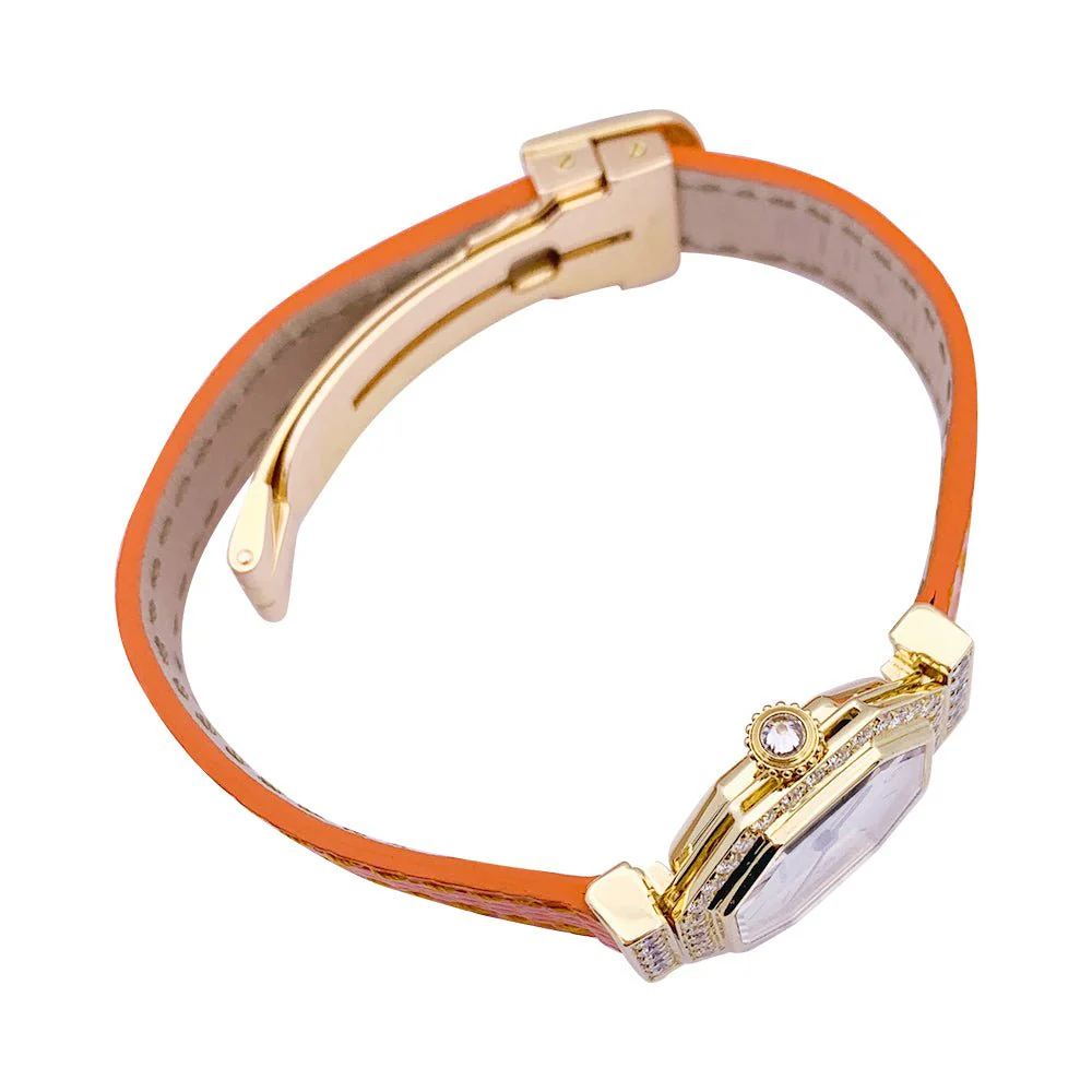 CARTIER “Andine” Mechanical Watch in yellow gold, pink gold, leather and diamonds - Image 4