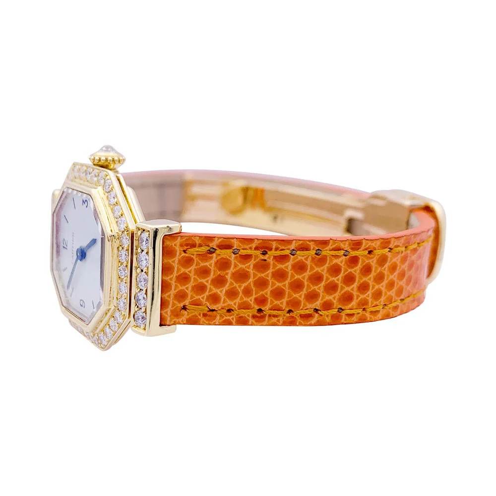 CARTIER “Andine” Mechanical Watch in yellow gold, pink gold, leather and diamonds - Image 5