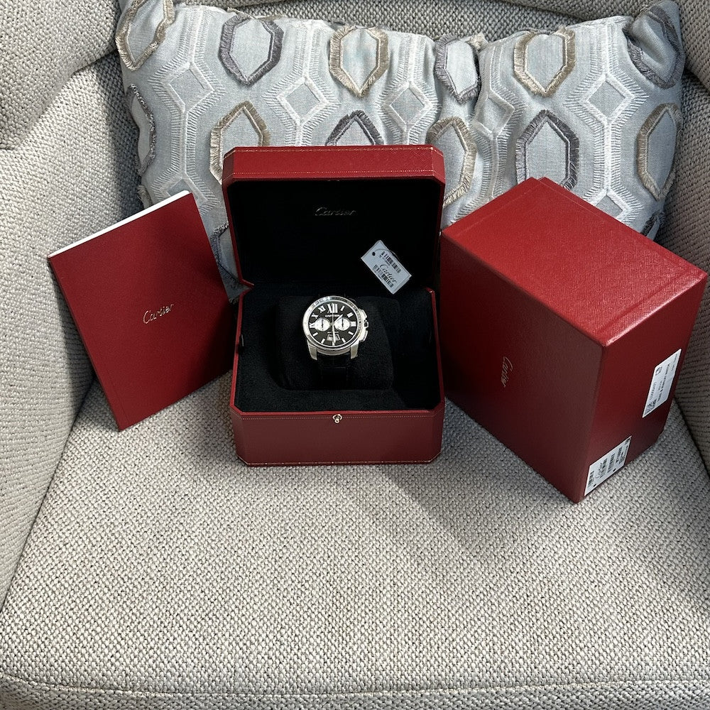 CARTIER "Calibre Chronographe" Watch in steel - Image 6