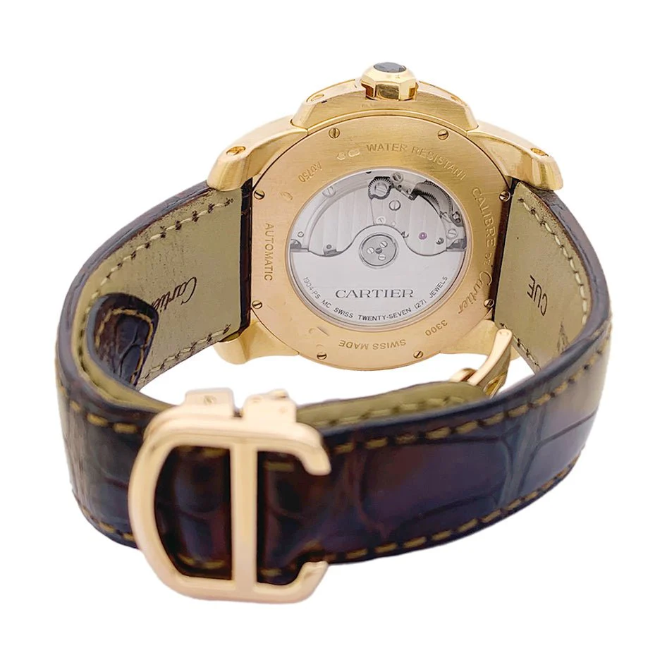 CARTIER “Caliber de Cartier” watch in pink gold and leather - Image 4
