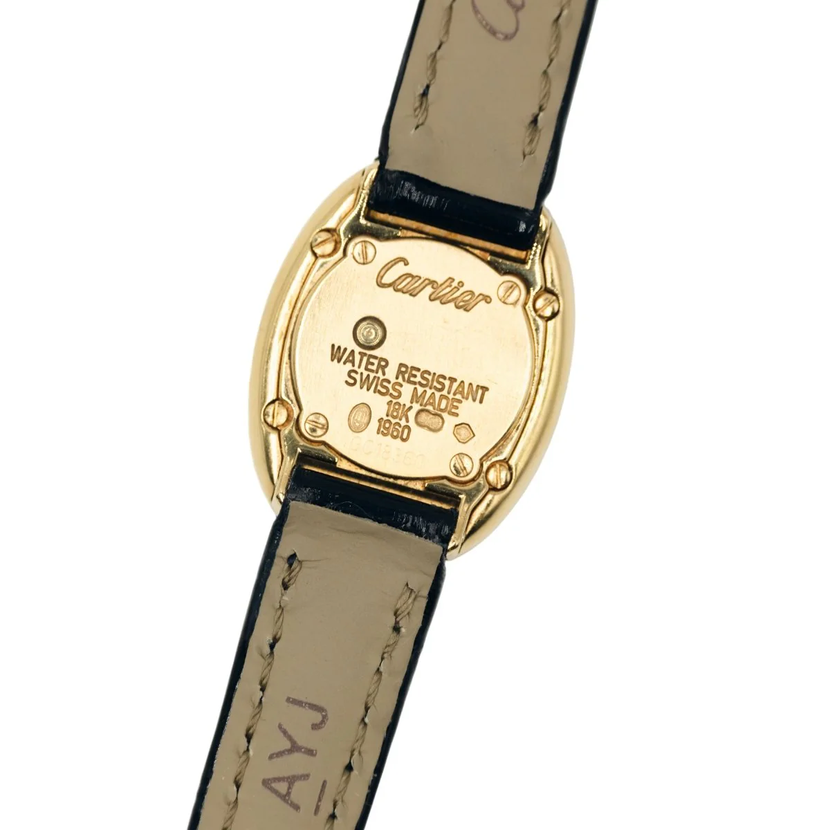 CARTIER "Mini Baignoire" watch in yellow gold and crocodile leather - Image 7