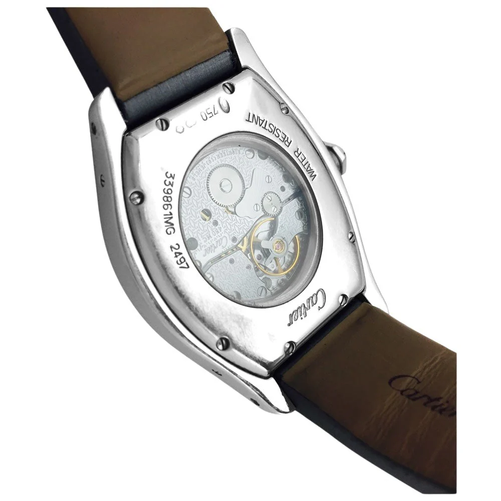 CARTIER “Tortue” watch, in white gold and diamonds on satin - Image 3