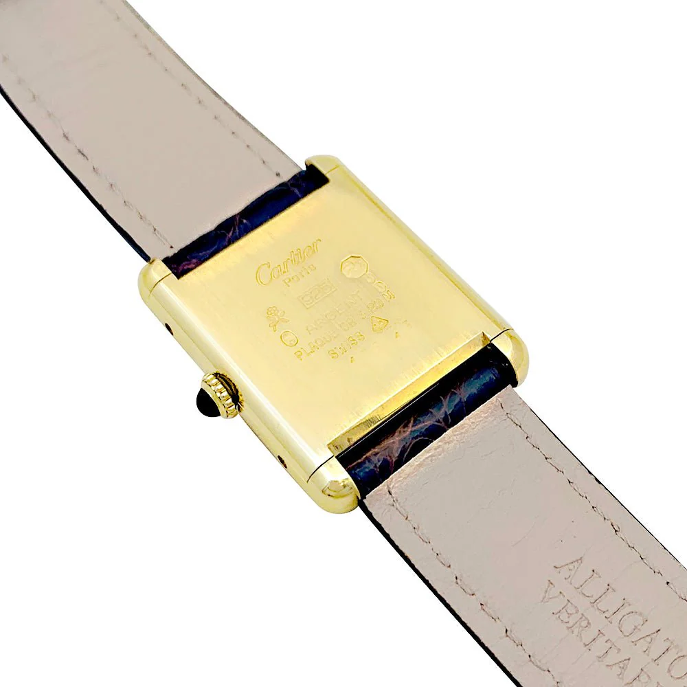 CARTIER watch "Must de Cartier" gold and silver plated and leather - Image 3