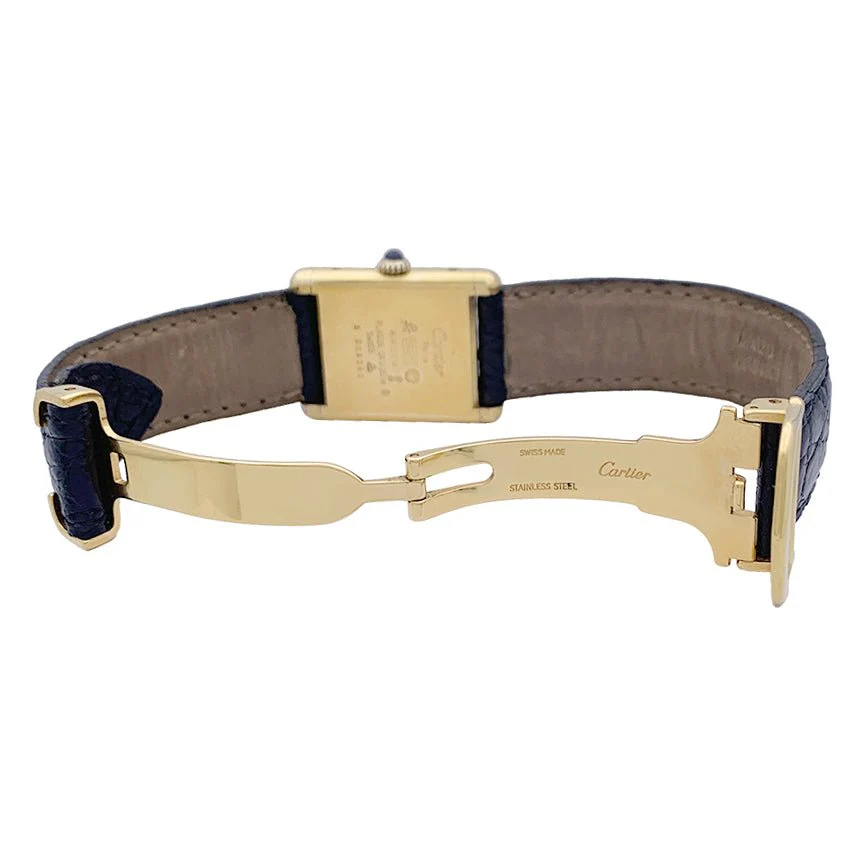 Cartier watch, "Must de Cartier", gold and silver plated, leather. - Image 4