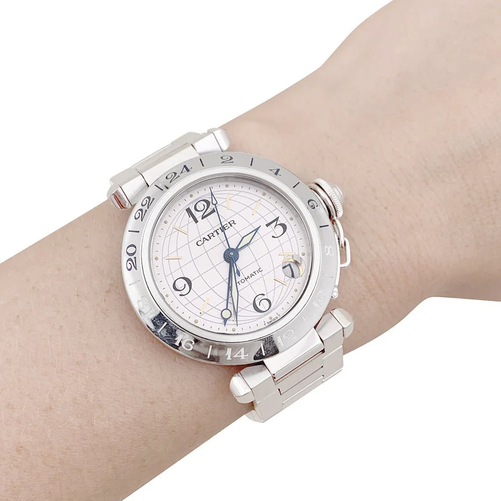 CARTIER “Pasha GMT” watch in steel - Image 2