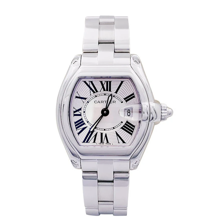 Cartier watch, "Roadster", steel on steel.