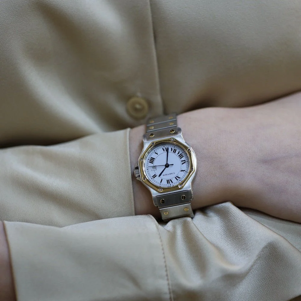 Watch CARTIER "Santos" in yellow gold and steel - Image 2