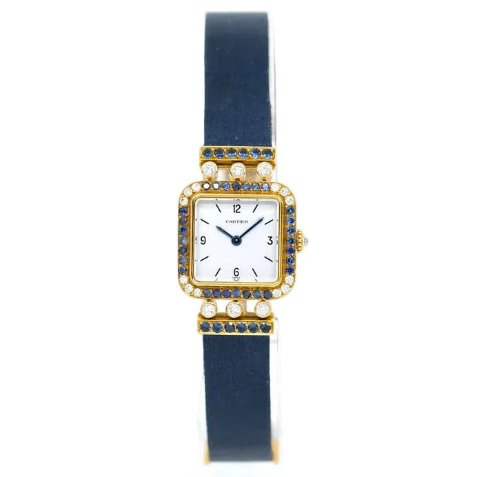 Watch Cartier Sonate Saphirs & diamonds - Mécanique - 1988 (full set)