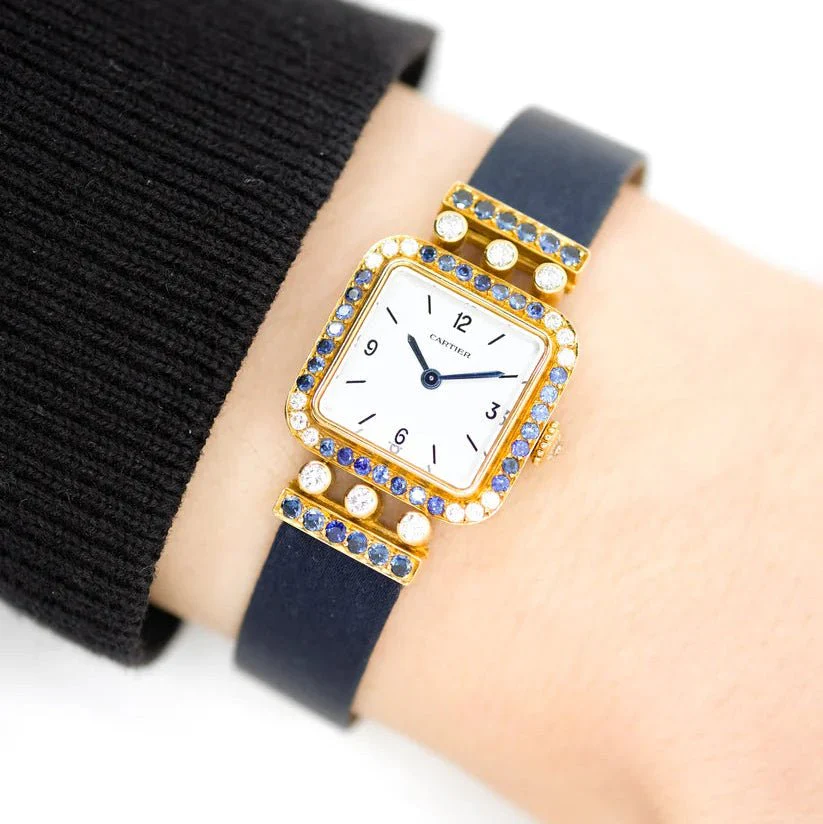 Watch Cartier Sonate Saphirs & diamonds - Mécanique - 1988 (full set) - Image 2