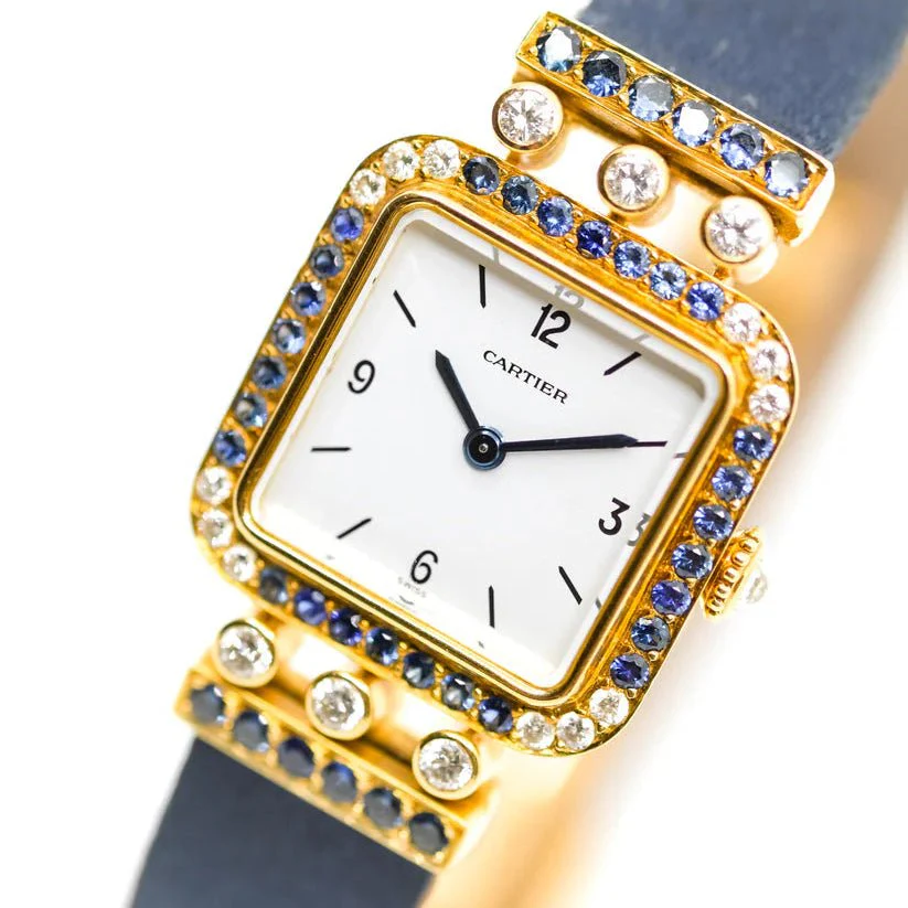 Watch Cartier Sonate Saphirs & diamonds - Mécanique - 1988 (full set) - Image 3