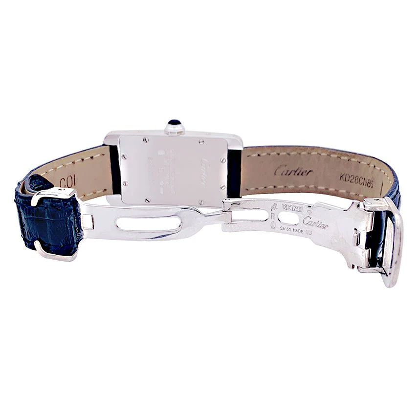 CARTIER Quartz Watch "Tank Amériqueine" in white gold and leather - Image 6