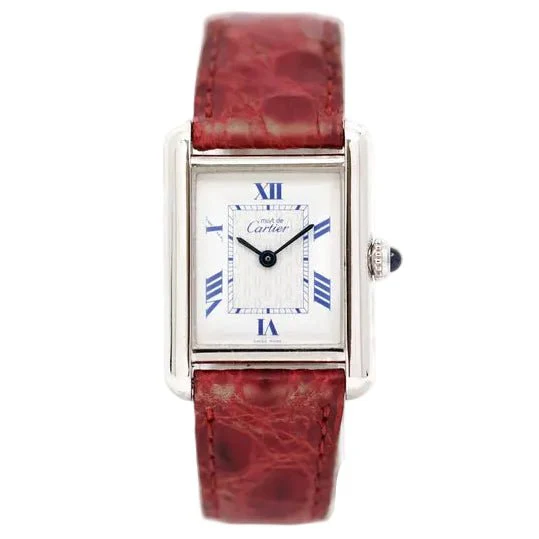 CARTIER "Tank" Watch in Silver and Leather - Image 10