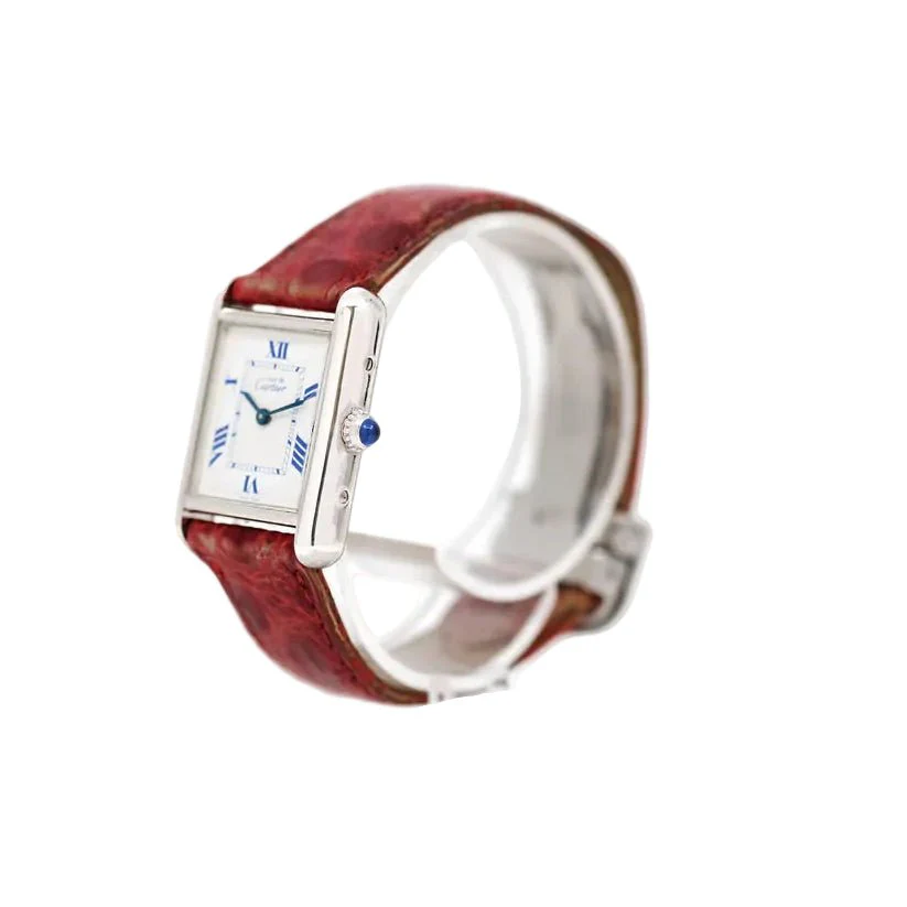 CARTIER "Tank" Watch in Silver and Leather - Image 12