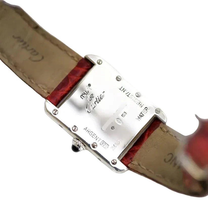 CARTIER "Tank" Watch in Silver and Leather - Image 13