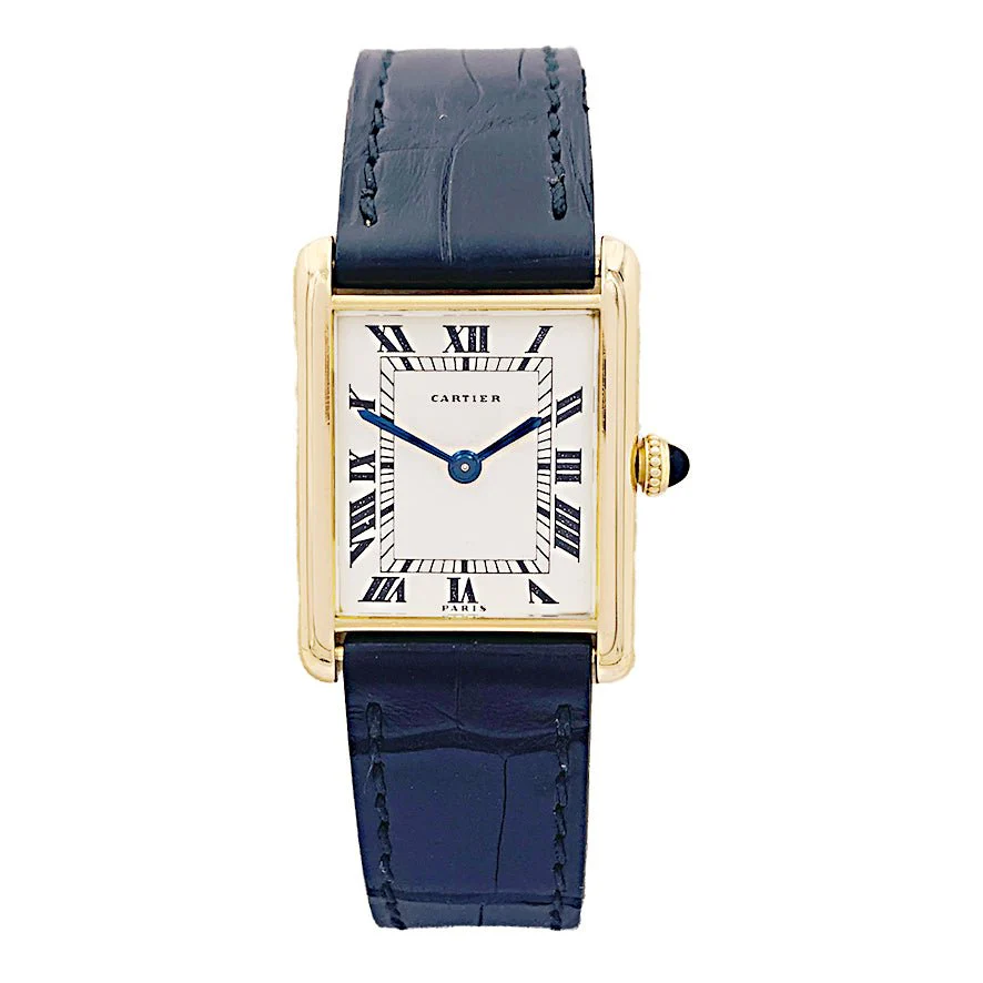 CARTIER "Tank Louis Cartier Extra Plate" watch, yellow gold and leather