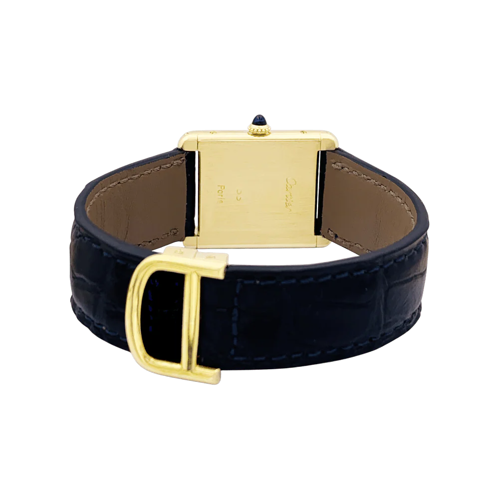 Watch CARTIER "Tank Louis Cartier" in yellow gold, steel, leather and spinel - Image 5