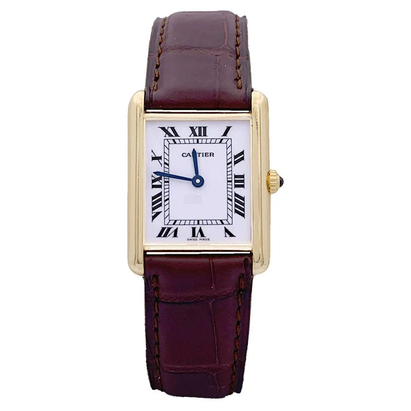 CARTIER "Tank Louis Cartier" watch in yellow gold and leather