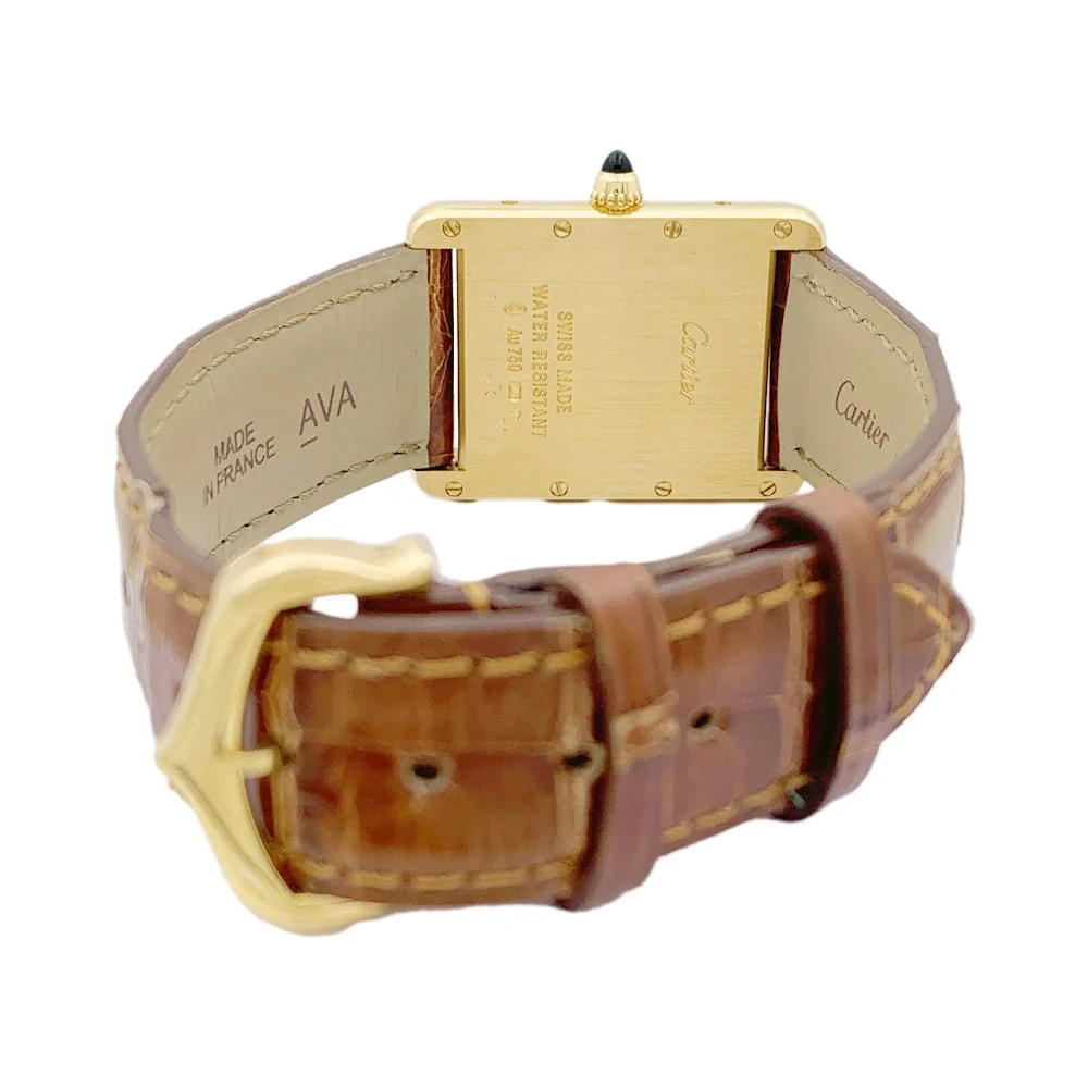 CARTIER "Tank Louis Cartier" watch in yellow gold and leather - Image 4