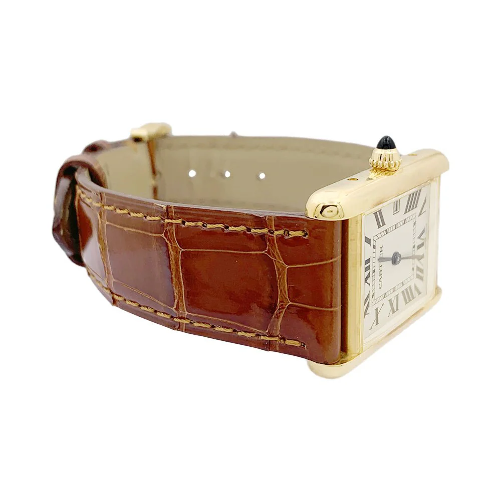 CARTIER "Tank Louis Cartier" watch in yellow gold and leather - Image 6