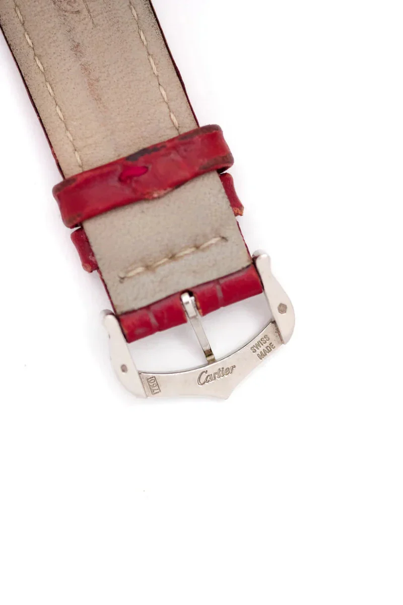 CARTIER "Tank Louis" watch in white gold, sapphire, and leather - Image 9