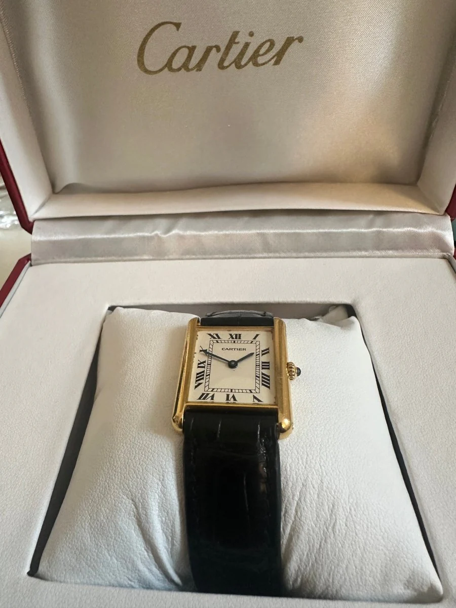 CARTIER "Tank Louis" watch in yellow gold, leather and quartz - Image 4